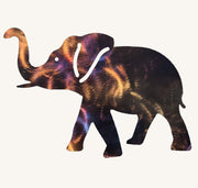 Colorful elephant cutout on a white background