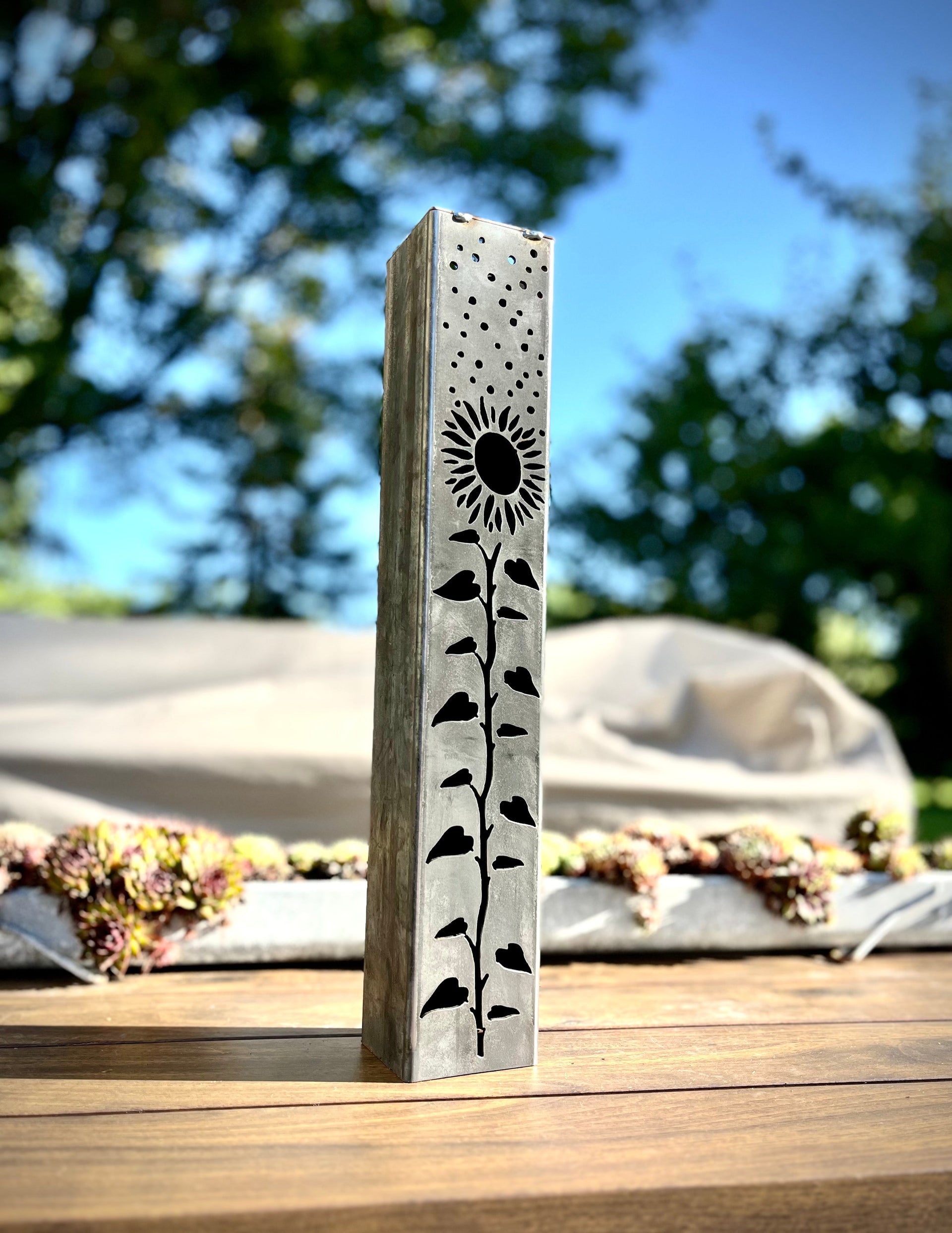 Garden Pillar on a wooden deck