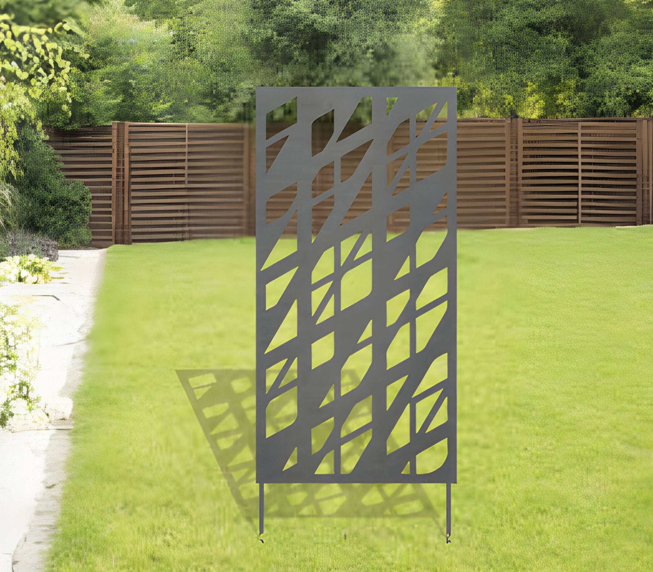 metal privacy screen with stakes