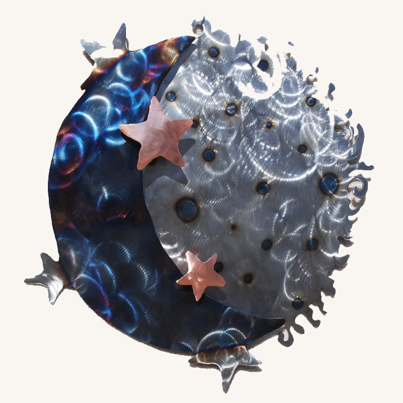 Metal Sun and Moon Wall Decor | 3D Moon, Stars, and Sun Sculpture