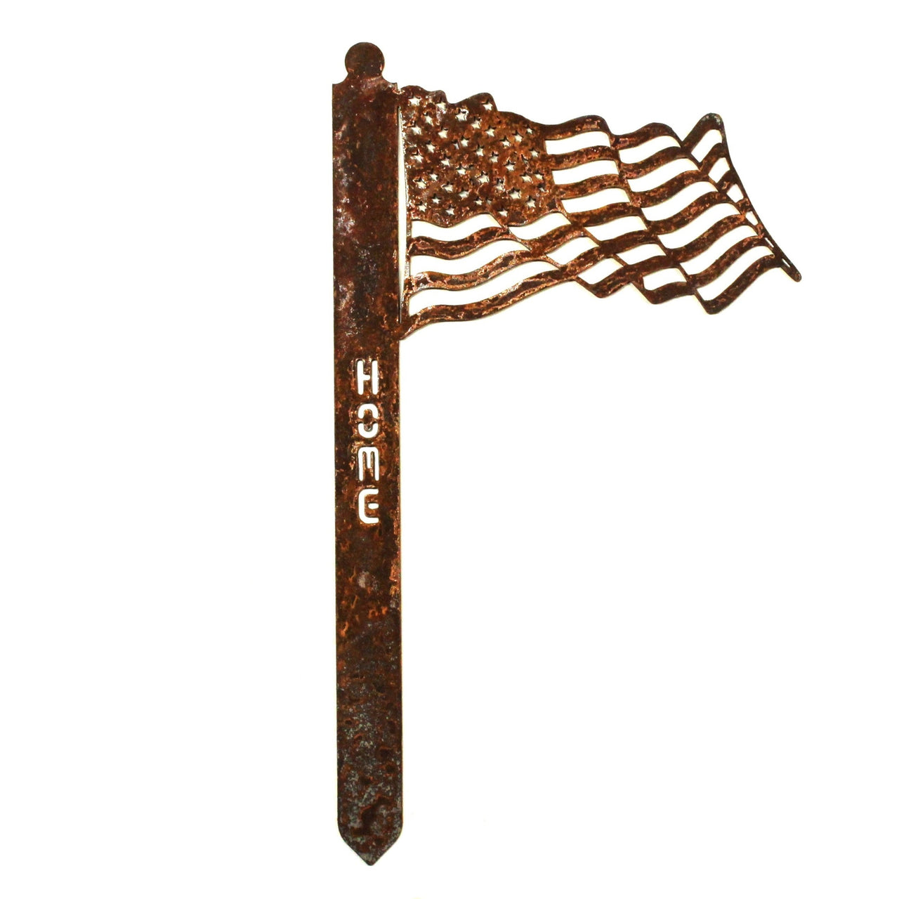 Corten Steel Waving US Flag Garden Stake