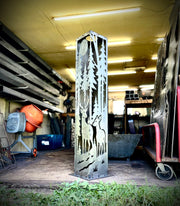 Metal decorative pillar with nature design in a workshop setting